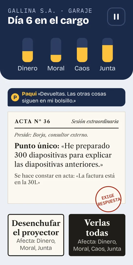 Carta en formato acta: Borja ha preparado 300 diapositivas