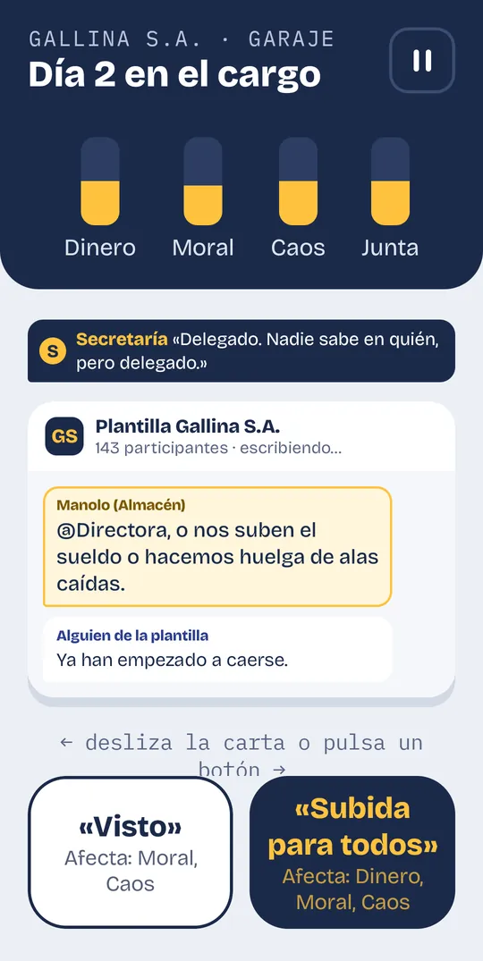 Carta en formato chat: Manolo amenaza con huelga en el grupo de la plantilla