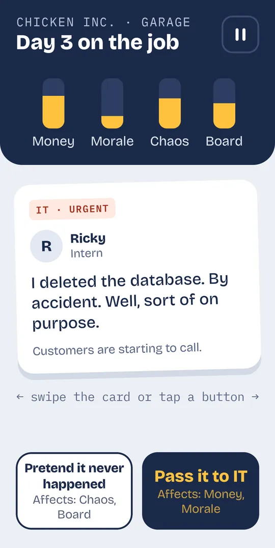 Ricky deleted the database. By accident. Sort of.