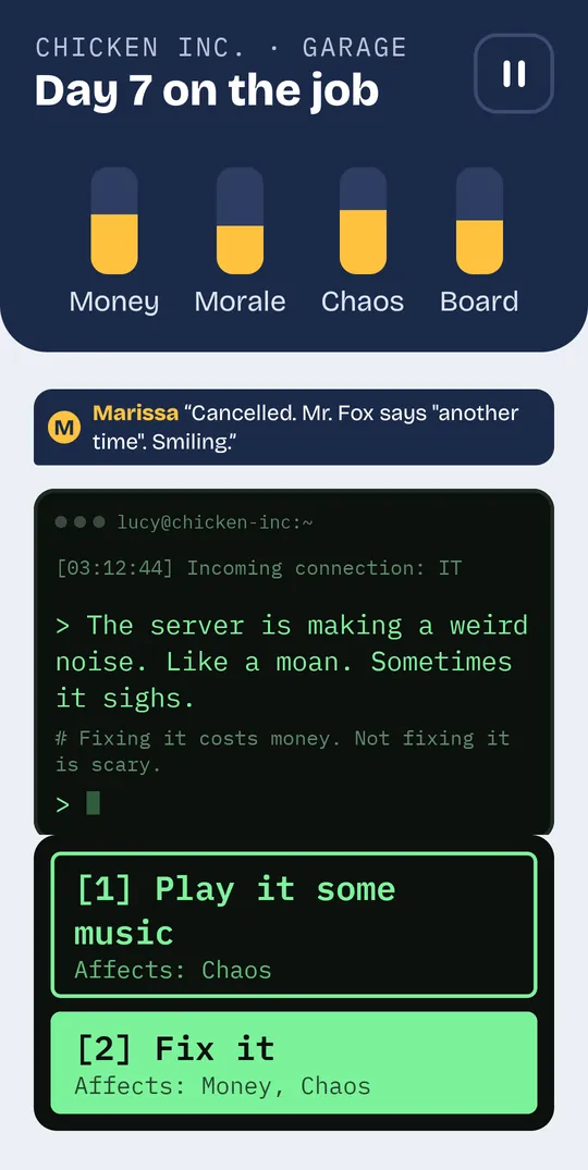Terminal card: the server is making a weird noise