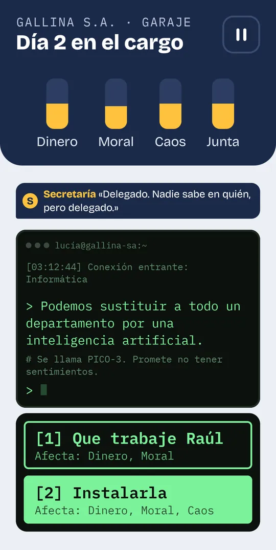 Carta en formato terminal: Lucía propone sustituir un departamento por una inteligencia artificial